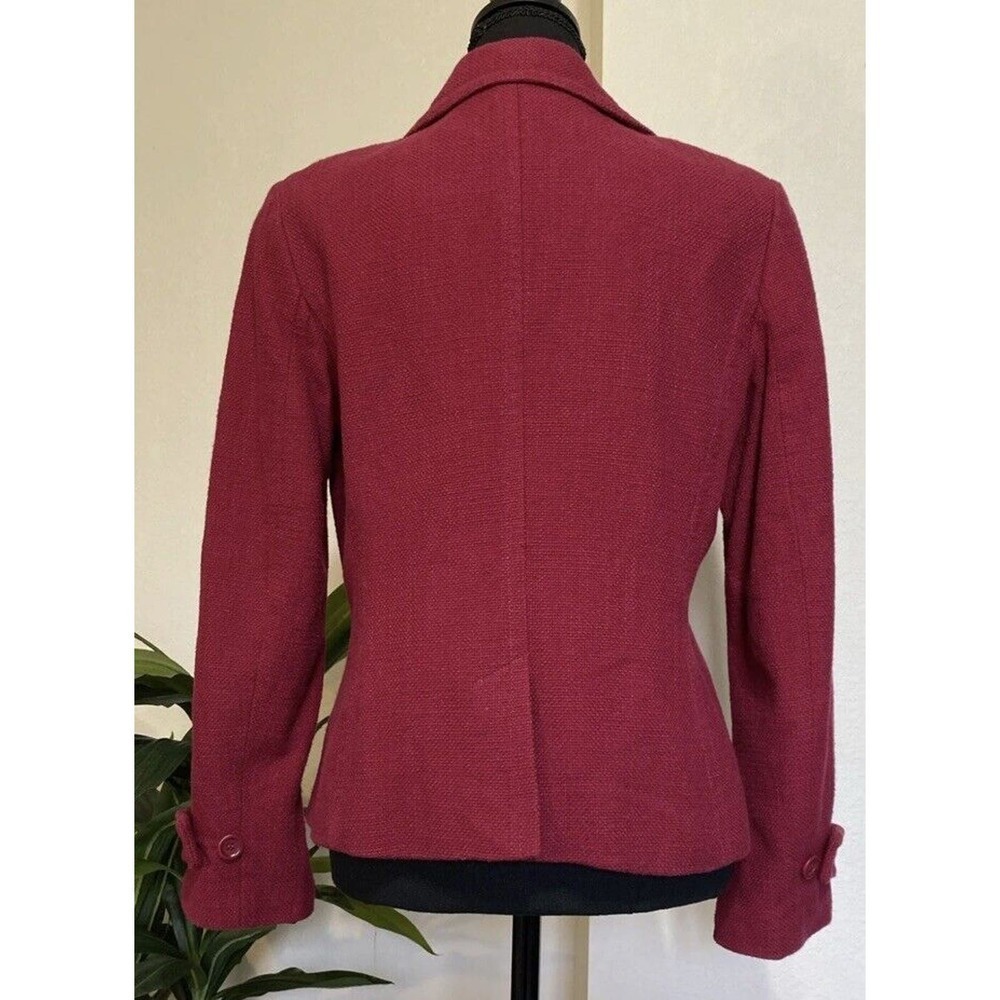 Talbots Sz 10 Blazer Red Tweed BOne Button Cotton Classic Office Career Magenta﻿ - Picture 3 of 9